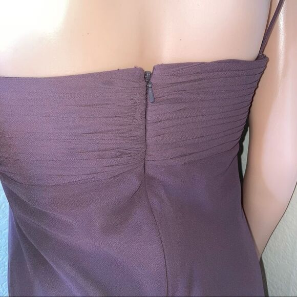 David’s Bridal Simple Chiffon Spaghetti Straps Deep burgundy Bridesmaid Dress 14 - Picture 5 of 11
